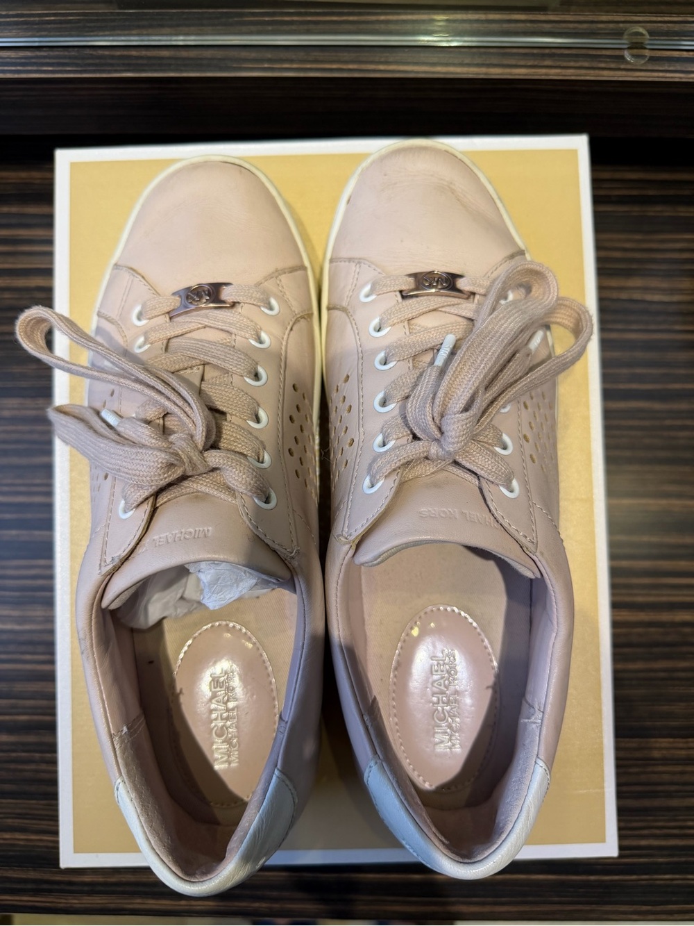 Michael Kors Blush Pink Leather Lace-Up Sneakers